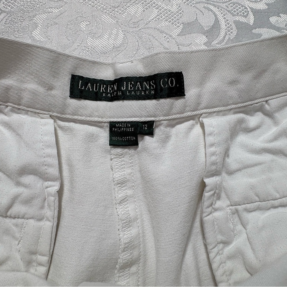 Lauren Ralph Lauren Shorts Women’s 12 White Cotton Short Chino Flat Front Cuffed - Picture 6 of 6